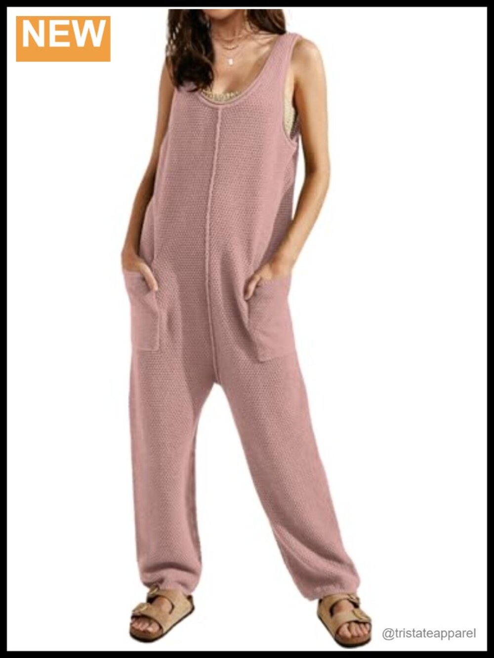 SuperPrity Knit Jumpsuit Sleeveless Drop Crotch Harem Pants Casual Lounge